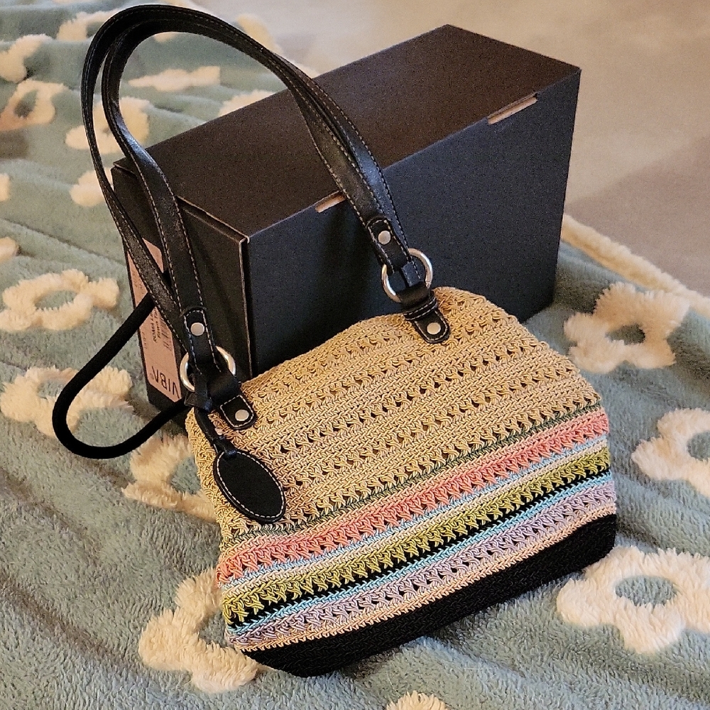 Cream and Black Striped Shoulder Bag